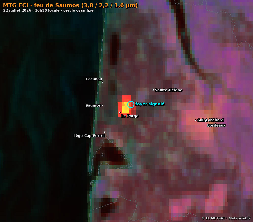 Image MTG FCI du feu de Saumos à 16 h 30 locale