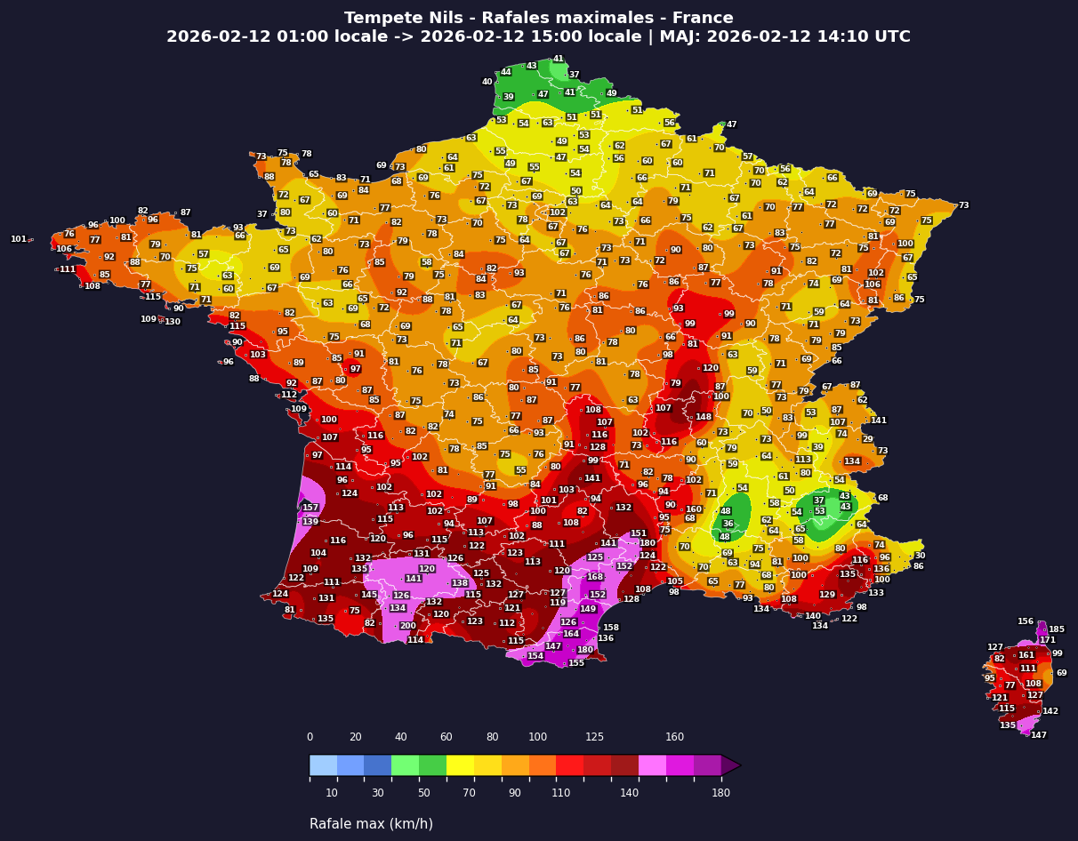 Carte France - Tempete Nils